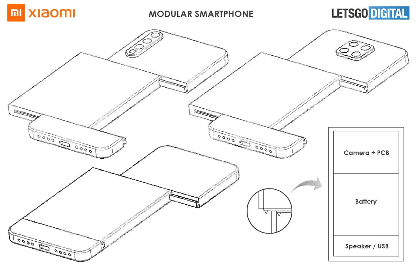 Patente 2 de teléfono inteligente con cámara modular Xiaomi